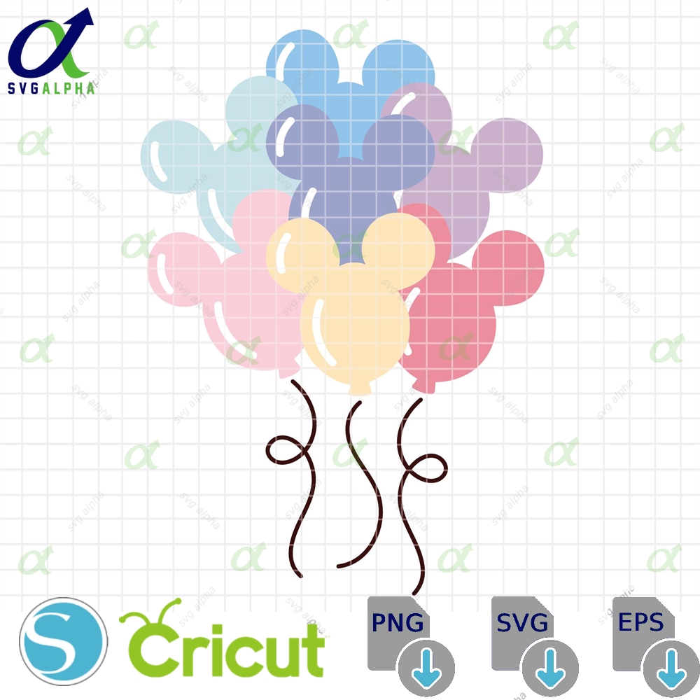 2852 Disney Balloons SVG EPS PNG, Disney Balloons DTF Clipart Vector, Disney Birthday DTF, Mickey Balloons DTF, Mickey Cute Balloons